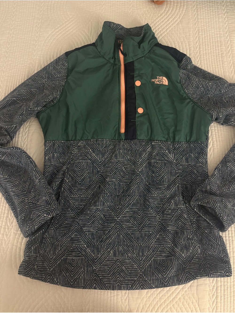 The North Face Green & Navy Patterned Half-Zip fleece